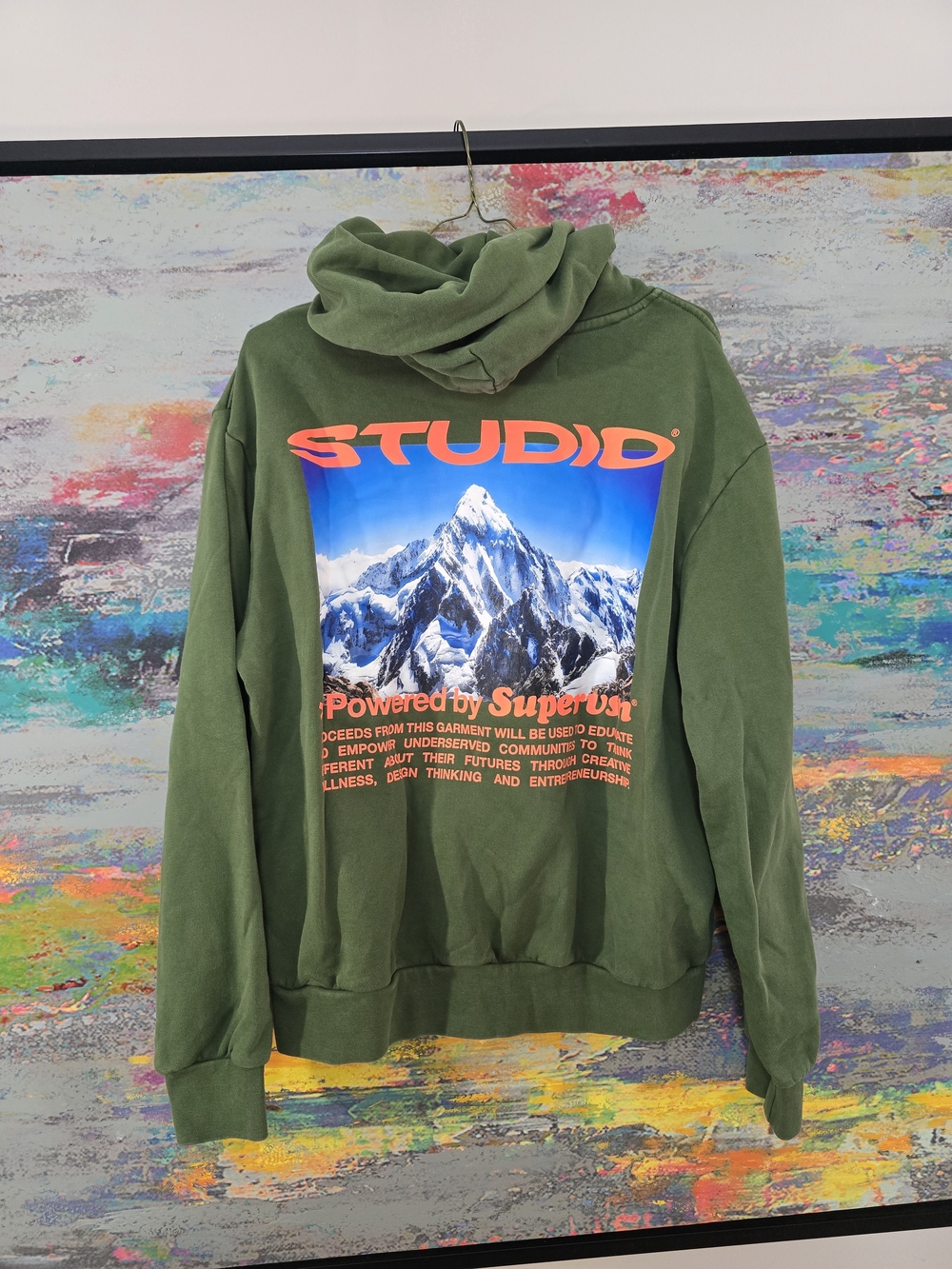 STUDIO Olive Graphic Pullover Hoodie - Mountain Print